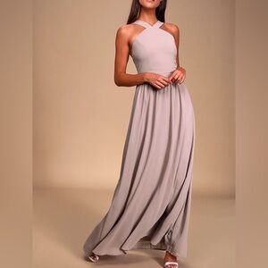 Lulu’s Air of Romance Mauve Maxi Bridesmaid Dress
